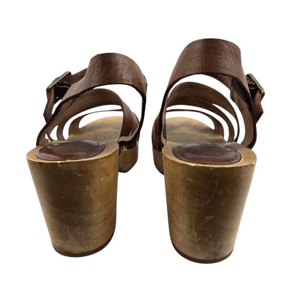 Madewell Sigrid Wood Heel Sandals Womens 9 Platform Brown Leather Studded Boho - Picture 7 of 11